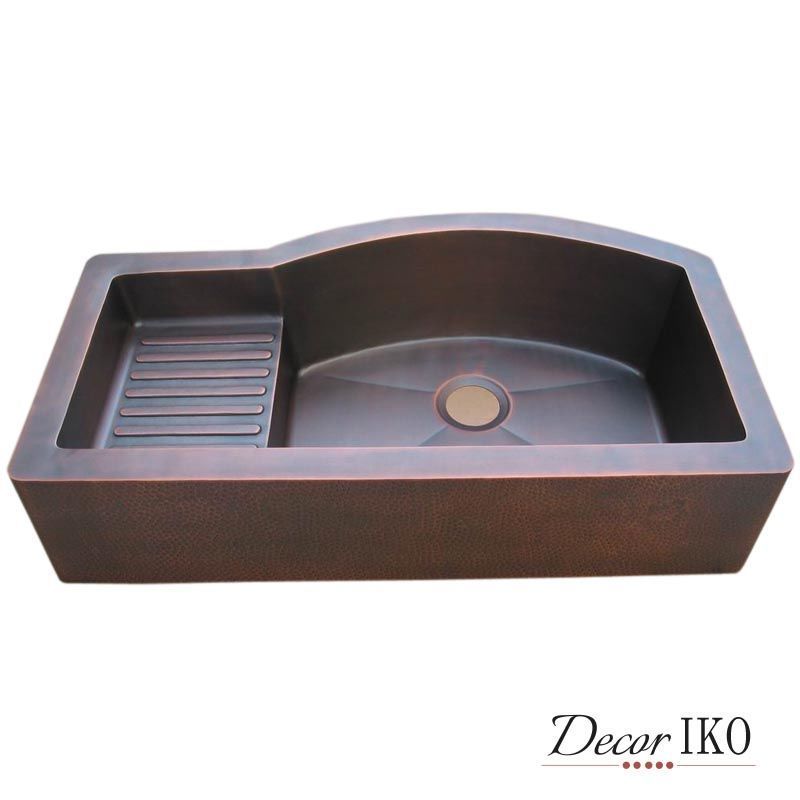 Медная мойка для кухни с фартуком DKS-39229-4