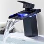 Смеситель для раковины LF-57 с LED подсветкой, черный