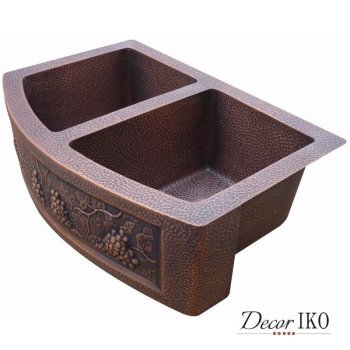 Двойная медная мойка для кухни KD-332211