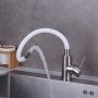 Смеситель для кухни с гибким изливом D-104W белый - фото 4