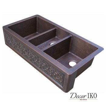 Тройная мойка из меди с фартуком KT-442310-2