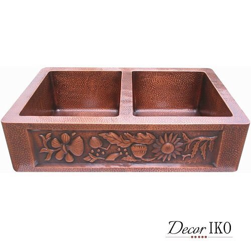 Двойная медная мойка для кухни KD-36229-2